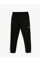 Koton Cargo Sweatpants Jogger Elastic Waist Pocket Detailed Slogan