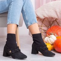 Resti Czarne czółenka na wyższym słupku ze skarpetką Preciosa