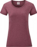Dámské bavlněné triko Fruit of the Loom klasický střih Barva: červená vínová melír, Velikost: XL F288N
