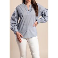 Baumwollbluse Plus Size, Hellblau