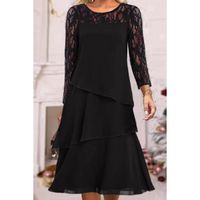 Elegantes Kleid Mit Spitze, Schwarz