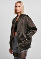 Women's Oversized Satin Bomber Jacket Black