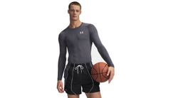 Under Armour HG Armour Comp LS Grey Pánske - Spodná bielizeň Under Armour - Sivá - 1361524-025-S - Size: S