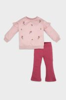 DEFACTO Baby Girl Floral Printed Sweatshirt Ribbed Camisole Tights Bottom Top Set