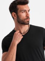 Ombre BASIC men's classic cotton T-shirt with a crew neckline - black