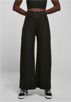 Women's trousers with wide ribbed ribs, black