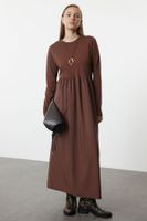 Trendyol Brown Color Block Knitted Dress