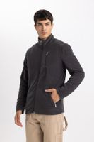 DEFACTO Regular Fit Stand Collar Polar Fleece Cardigan