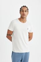 DEFACTO Fit White Slim Fit Slim Cut Crew Neck Sports Short Sleeve T-Shirt