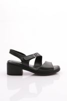 DGN 301 Women's Back Tie Sandals Genuine Leather Black Black