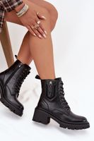 Bőrből készült női bokacsizmák blokk sarkon Vinceza