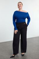 Trendyol Curve Indigo Ribana/Casino Knit Plus Size Blouse