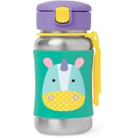 Skip Hop Zoo Straw Bottle пляшка для води з неіржавної сталі з трубочкою Unicorn 12 m+ 350 мл