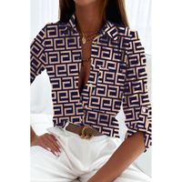 Elegante Bluse Mit Geometrischem Print Lavlenta, Beige-Blau