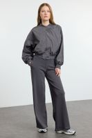 Trendyol Anthracite Thin Extra High Waist Wide Leg/Wide Cut Trousers