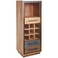 Landscape REGÁL NA VÍNO, akácia, recyklované drevo, hnedá, farba akácie, tmavosivá, 50/130/40 cm