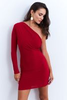 Cool & Sexy Women's Red Double Breasted Single Sleeve Mini New Year's Dress