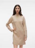 Béžové dámské svetrové šaty VERO MODA Goldneedle - Dámské