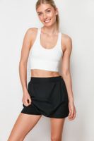 Trendyol Black Parachute Fabric Knitted Sports Shorts Skirt with 2-Layer Pockets and Shorts Inside