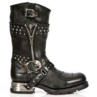 NEW ROCK BIKER LEDERSTIEFEL MOTOROCK – SCHWARZ – UNISEX - MR022-S1 46