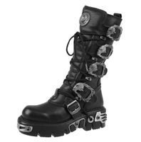 Lederschuhe Frauen - 5-Buckle Boots (402-S1) Black - NEW ROCK - M.402-S1 45