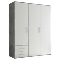 P & B SKRIŇA S OTOČNÝMI DVERAMI, biela, svetlosivá, 155/195/60 cm