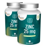 Essentials Zink 25 mg 2er Pack (60 Kapseln). 25 mg Zink-Bisglycinat-Chelat hochdosiert. Vegan. GMO-frei. Hergestellt in der EU | Sensilab