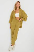 Cool & Sexy Women's Cress Kimono Suit Khaki Q983