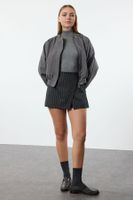 Trendyol Black Glitter Striped Woven Shorts Skirt