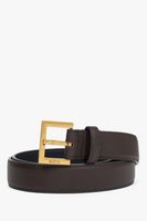 Estro: Klasyczny ciemnobrązowy pasek damski ze skóry naturalnej ze złotymi okuciami