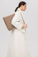 Estro: Beżowa torebka damska na ramię z weluru naturalnego