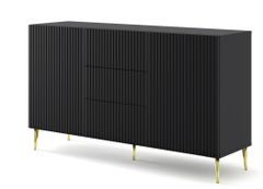 ArtBm Komoda RAVENNA B 2D3S 150 | čierna matná PREVEDENIE: Čierny mat  / zlaté nohy