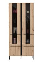 Vysoká vitrína nathan - dub artisan/čierna