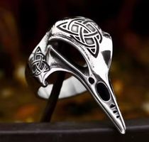 Ring Steel Viking Skull Raven 9