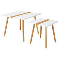 PBJ SADA ZASÚVACÍCH STOLÍKOV, prírodná farba, biela, drevo, 60/40/60/40/45/40 cm