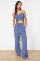 Trendyol Blue Woven Blouse Trousers Set