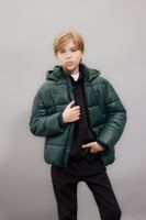 DEFACTO Boy's Water Repellent Hooded Zippered Pocket Puffer Jacket