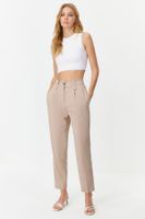 Trendyol Light Brown Carrot High Waist Polyviscose Woven Fabric Trousers