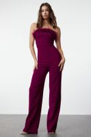 Trendyol Purple Wide Leg Knitted Woven Jumpsuit