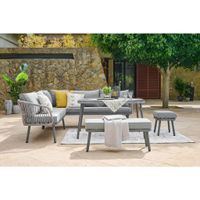 Ambia Garden JEDÁLENSKÁ TERASOVÁ SÚPRAVA 5-dielne, kov, plast, sklo, textil