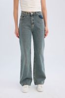 DEFACTO 90's Wide Leg High Waist Wide Leg Pocket Long Jean Washed Trousers