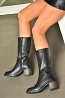 Fox Shoes R996071109 Black Women's Thick Heeled Zippered Boots