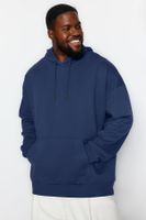 Trendyol Navy Blue Plus Size Oversized/Wide Cut Fleece Inside/Warm Sweatshirt