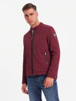 Ombre Men's BIKER jacket in structured fabric - maroon