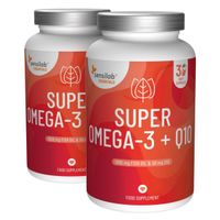 Super Omega 3 + Q10 (2er Pack) - 1000 mg Fischöl hoher Qualität (280 mg EPA, 190 mg DHA) und 50 mg Koenzym Q10 |60 Kapseln | Essentials Sensilab