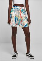 Women's satin mini skirt AOP soft yellow holiday