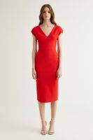 Trendyol X Dilek Hanif piros V-nyakú ruha