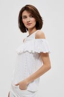 Marisse Bluzka cold arms z falbaną L-TS-3777 OFF WHITE