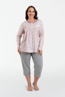 Women's pyjamas Daniela, long sleeves, 3/4 pants - print/melange