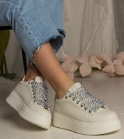 marka niezdefiniowana Beige women's sneakers with chunky lacing Kessa
